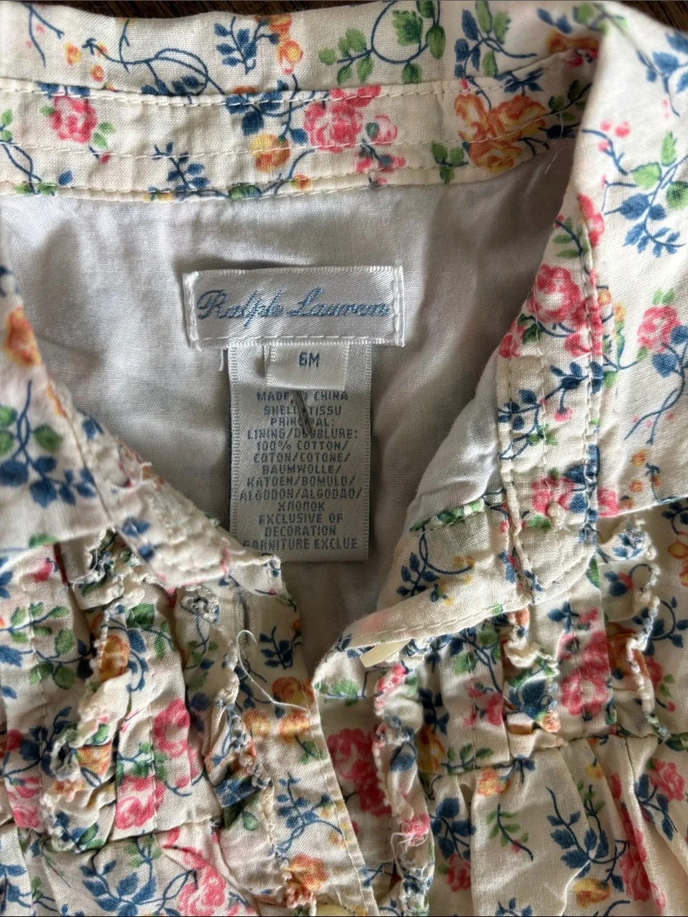 Ralph Lauren Cream Floral Ruffle Dress and Bloomers